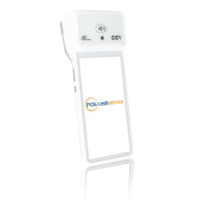White mobile EC terminal CCV Plus A960 with POS-cashservice logo